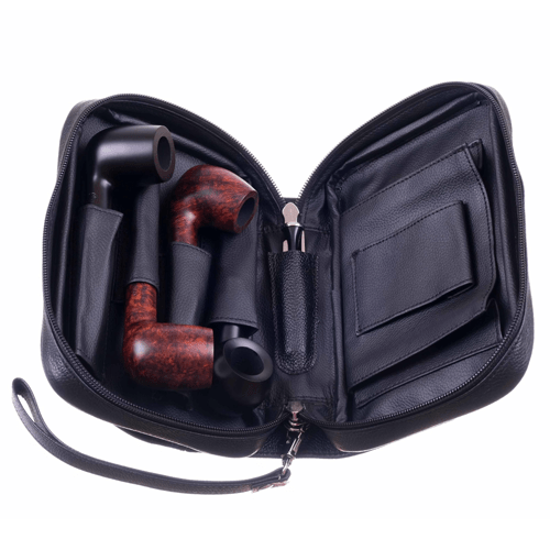 Сумка для 4 трубок и табака кожа Black Сумка для 4 трубок и табака кожа Black